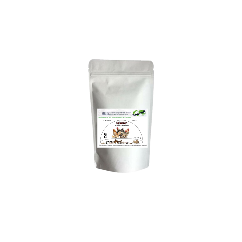 FB Gogrowers – 200g | A water soluble powder for administration in poultry and other livestock through feed to aid growth and general performance in poultry and other livestock | ( 200g growers)