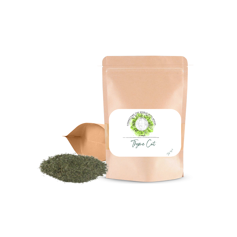 Thyme Cut - 100g | Premium quality, all-natural &amp; vegan | Rich, spicy flavor perfect for seasoning meats, sauces, vegetables, stews, marinades, etc. Packed in reclosable bag.