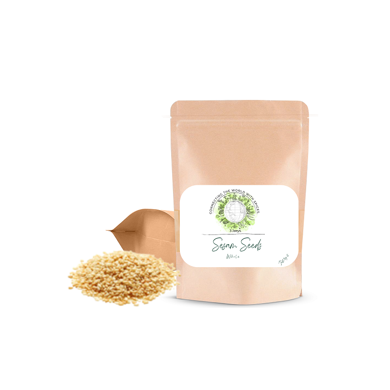 Sesame Seeds - 100g | Premium quality, all-natural &amp; vegan | Rich, spicy flavor perfect for seasoning meats, sauces, vegetables, stews, marinades, etc. Packed in a reclosable bag