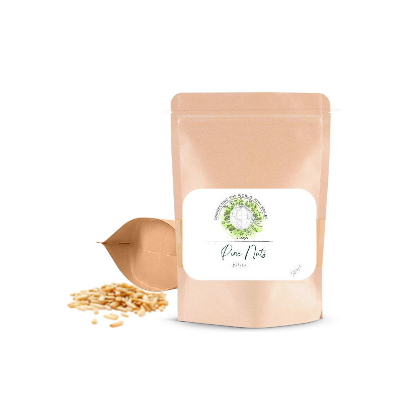 Pine Nuts - 100g | Premium quality, all-natural &amp; vegan | Rich, spicy flavor perfect for seasoning meats, sauces, vegetables, stews, marinades, etc. Packed in a reclosable bag