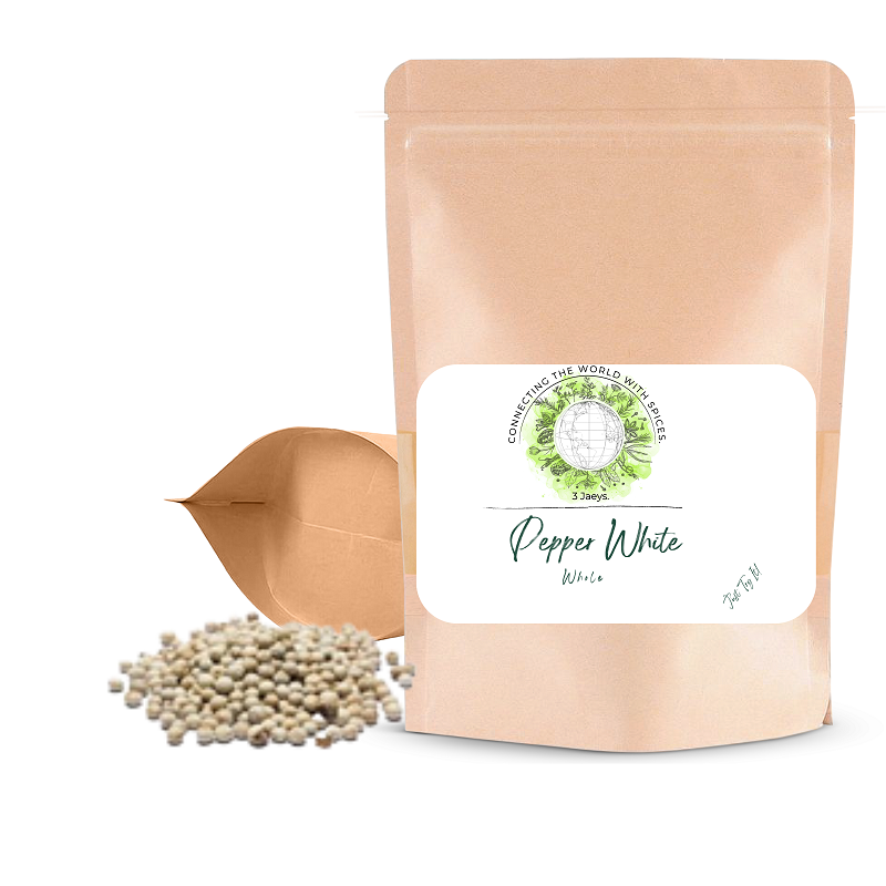 Premium Pepper White Whole (Minimum Order 5 Bags)