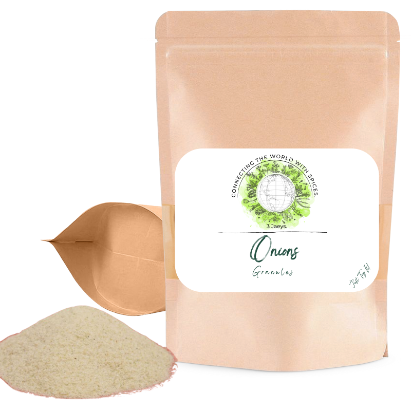 Onions Granules- 100g | Premium quality, all-natural and vegan | Ideal for curries, chai tea, rice dishes and baked goods, soup and stew - Aromatic and exotic