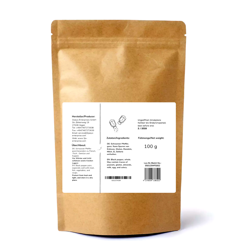 Premium Pepper Black Whole (Minimum Order 5 Bags)