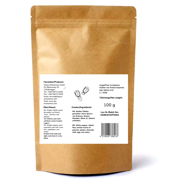 Premium Pepper White Powder (Min Order 5 Bags)